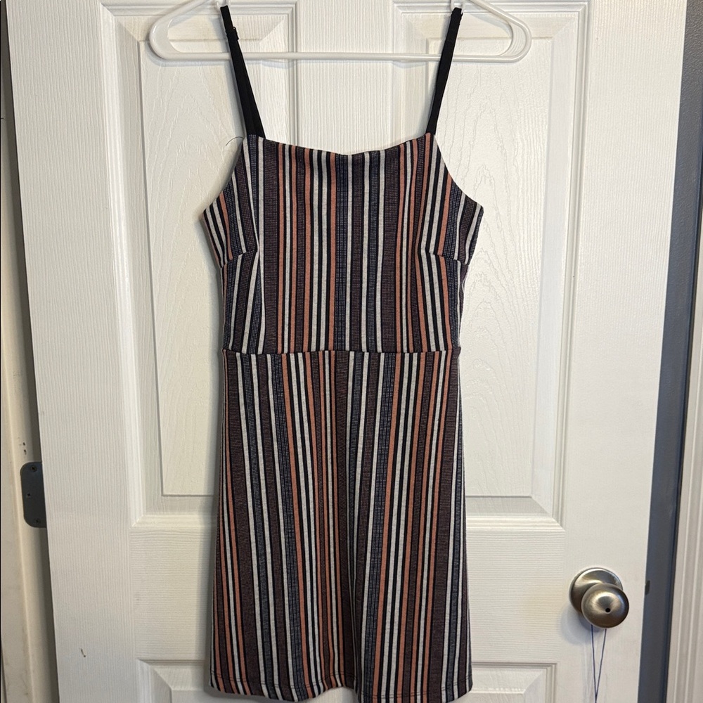 Urban Outfitters Striped Midi Dress - Black, White, Orange